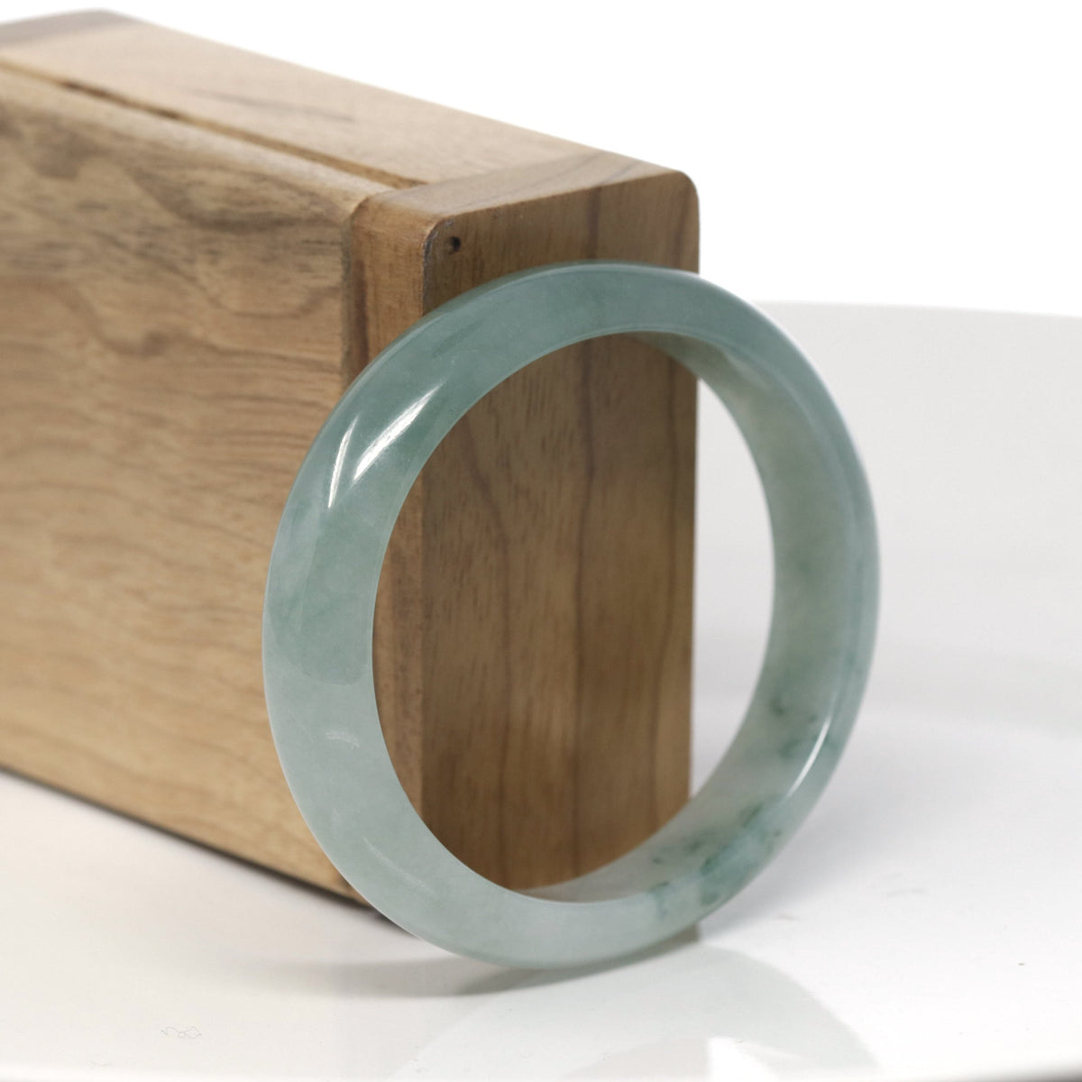 Oil-Green & Light Green Jadeite Jade Oval Bangle (56.9mm) #TT289