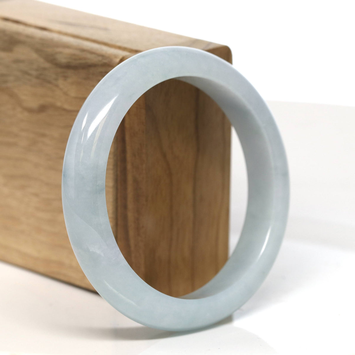 "Half Round" Jadeite Jade Bangle Bracelet (56.9 mm) #T503