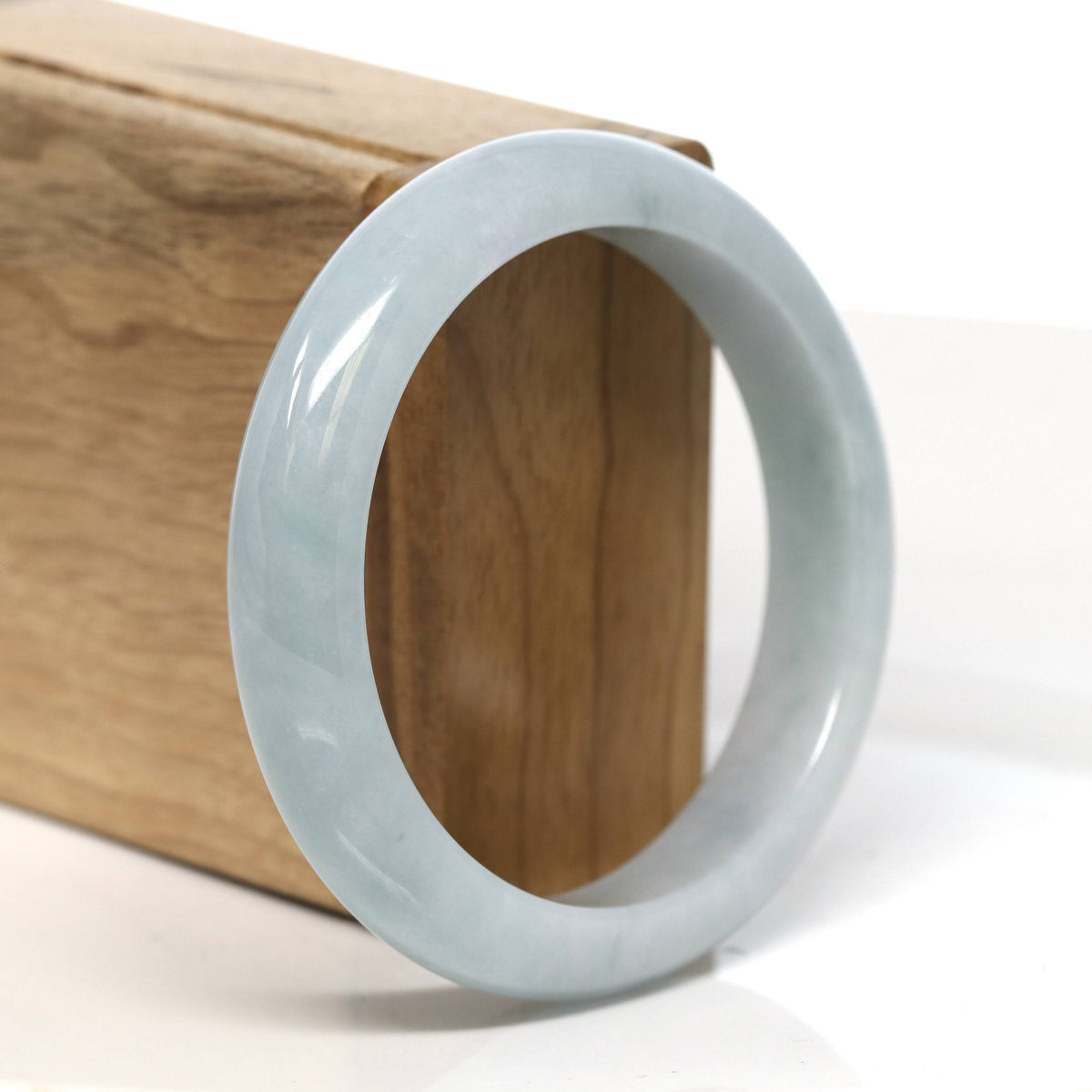 "Half Round" Jadeite Jade Bangle Bracelet (56.9 mm) #T503