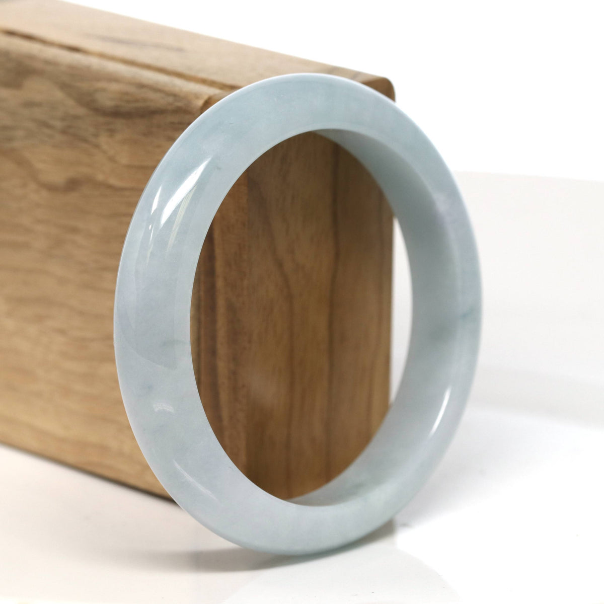 "Half Round" Jadeite Jade Bangle Bracelet (56.9 mm) #T503