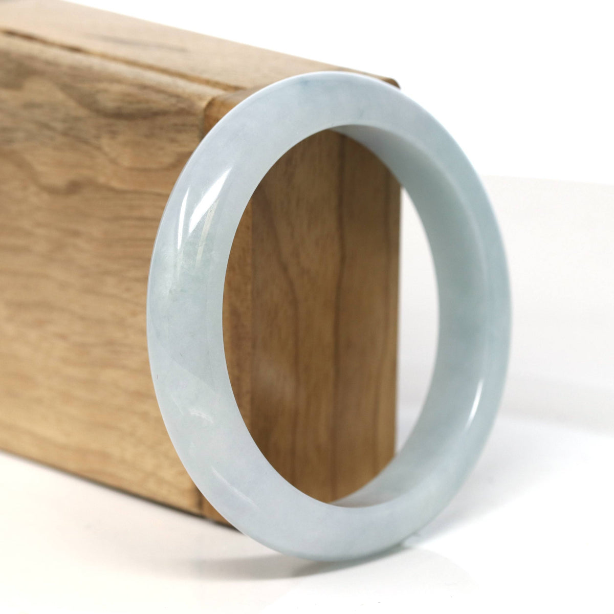 "Half Round" Jadeite Jade Bangle Bracelet (56.9 mm) #T503