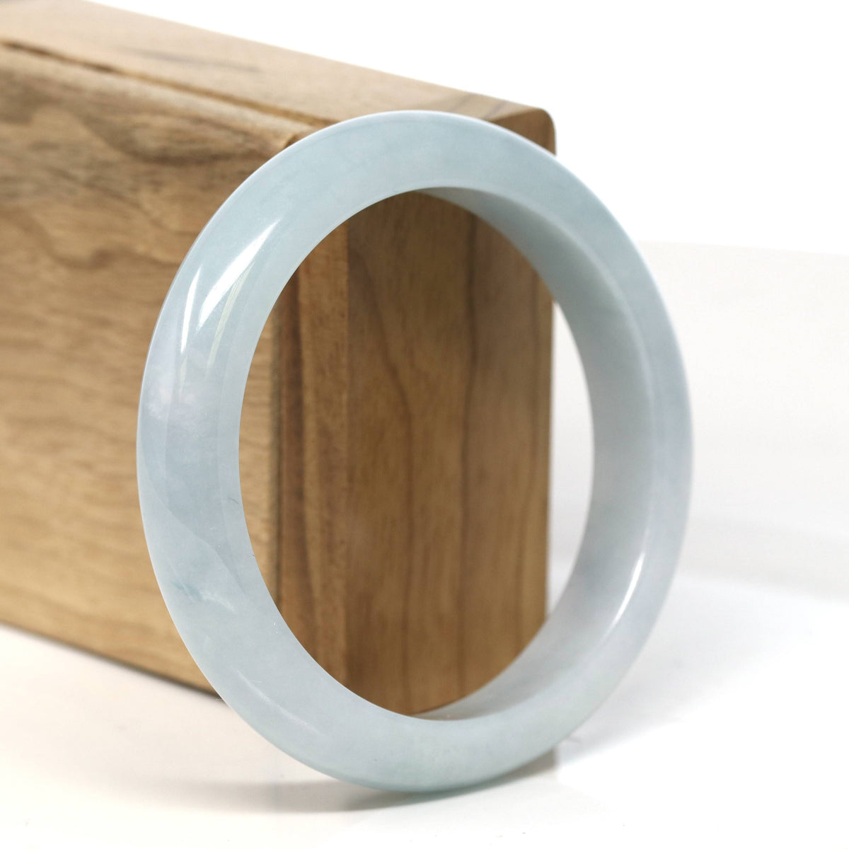 "Half Round" Jadeite Jade Bangle Bracelet (56.9 mm) #T503