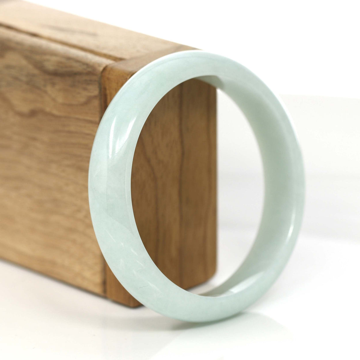 "Classic Bangle" Natural Light Green Burmese Jadeite Jade Bangle (59.2mm) #787