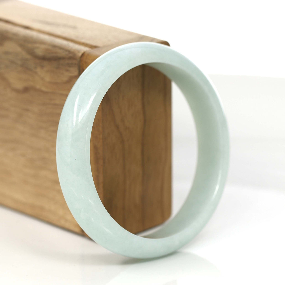 "Classic Bangle" Natural Light Green Burmese Jadeite Jade Bangle (59.2mm) #787