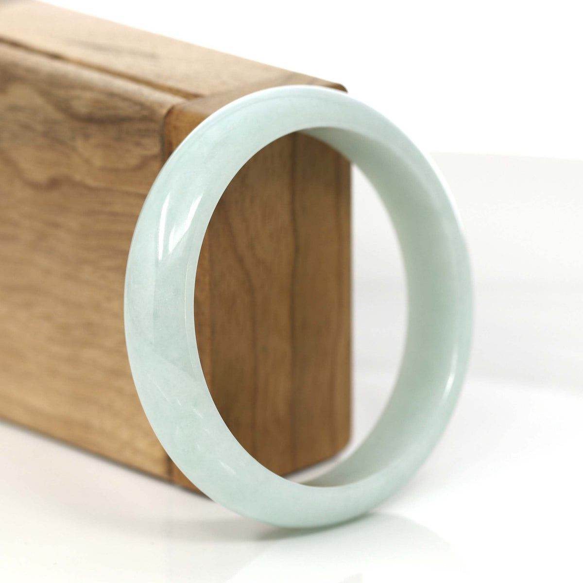 "Classic Bangle" Natural Light Green Burmese Jadeite Jade Bangle (59.2mm) #787