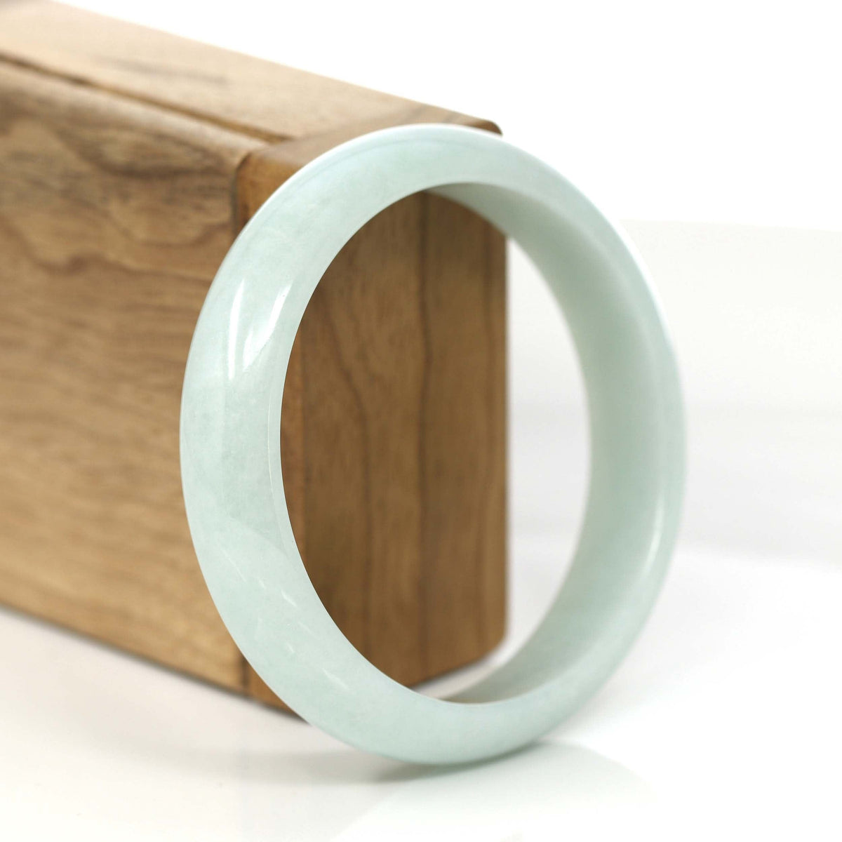 "Classic Bangle" Natural Light Green Burmese Jadeite Jade Bangle (59.2mm) #787