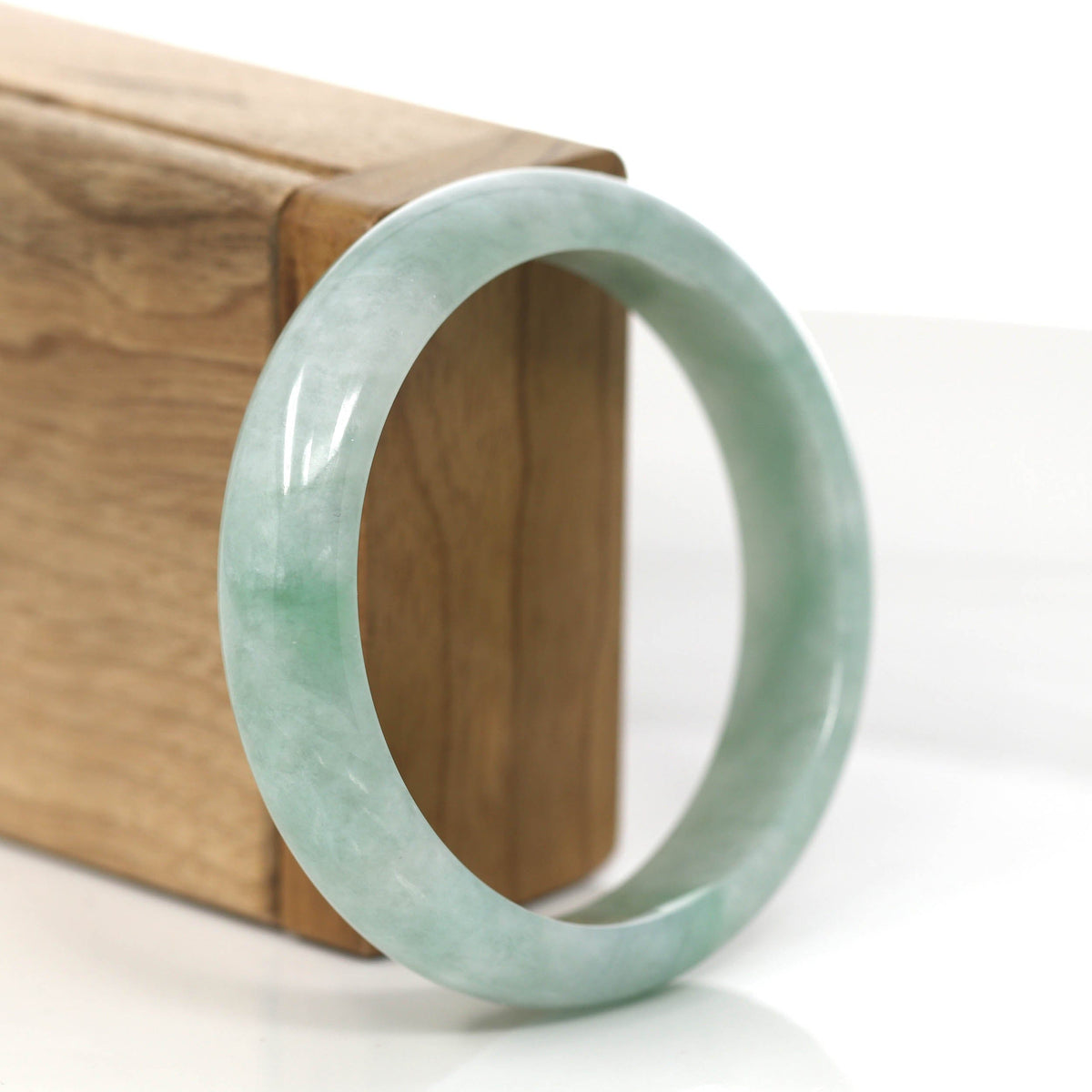 Genuine Burmese Green Jadeite Jade Bangle Bracelet (56.9mm) #853