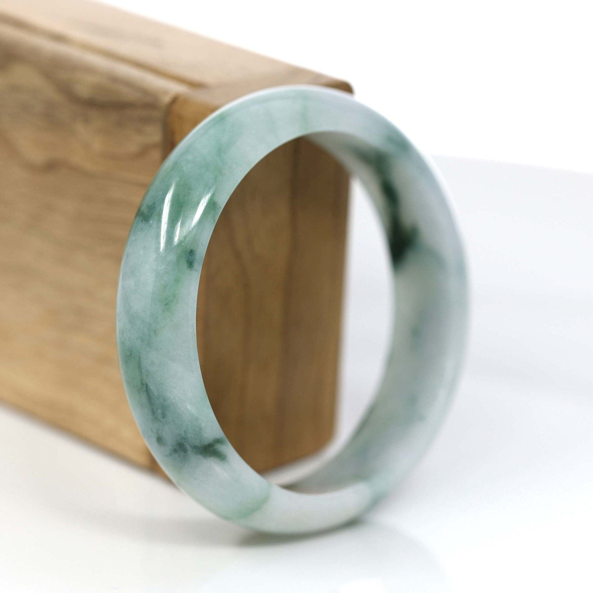 Natural Blue-Green Jade Jadeite Bangle Bracelet (57.91mm) #373
