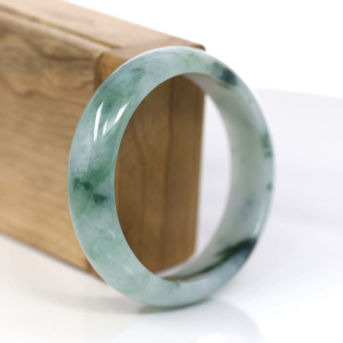 Natural Blue-Green Jade Jadeite Bangle Bracelet (57.91mm) #373