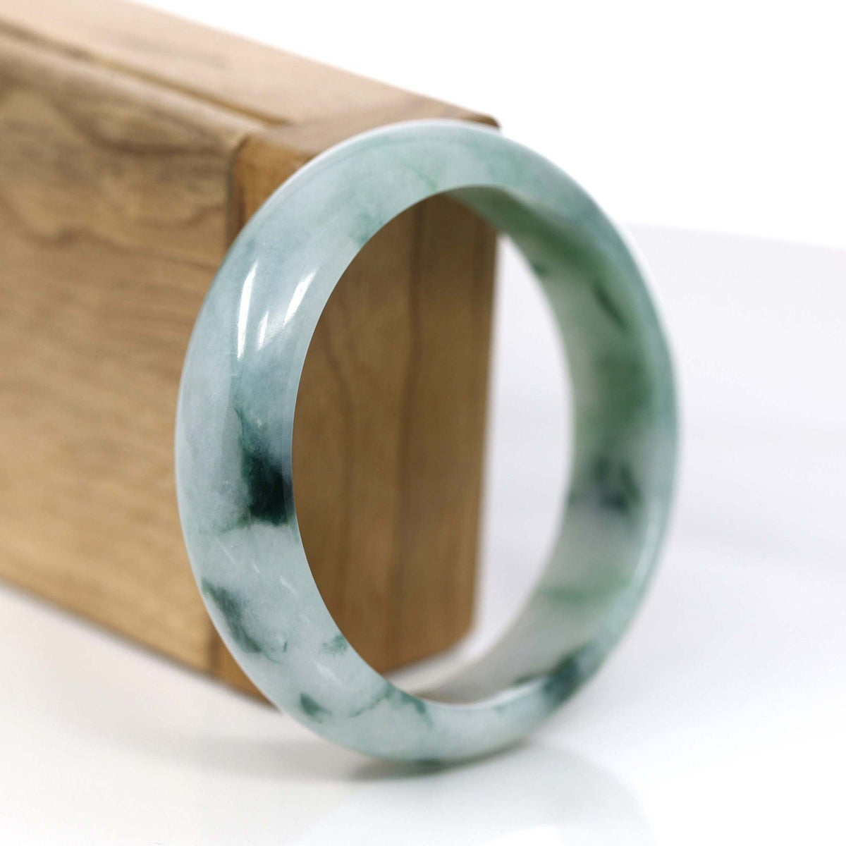 Natural Blue-Green Jade Jadeite Bangle Bracelet (57.91mm) #373