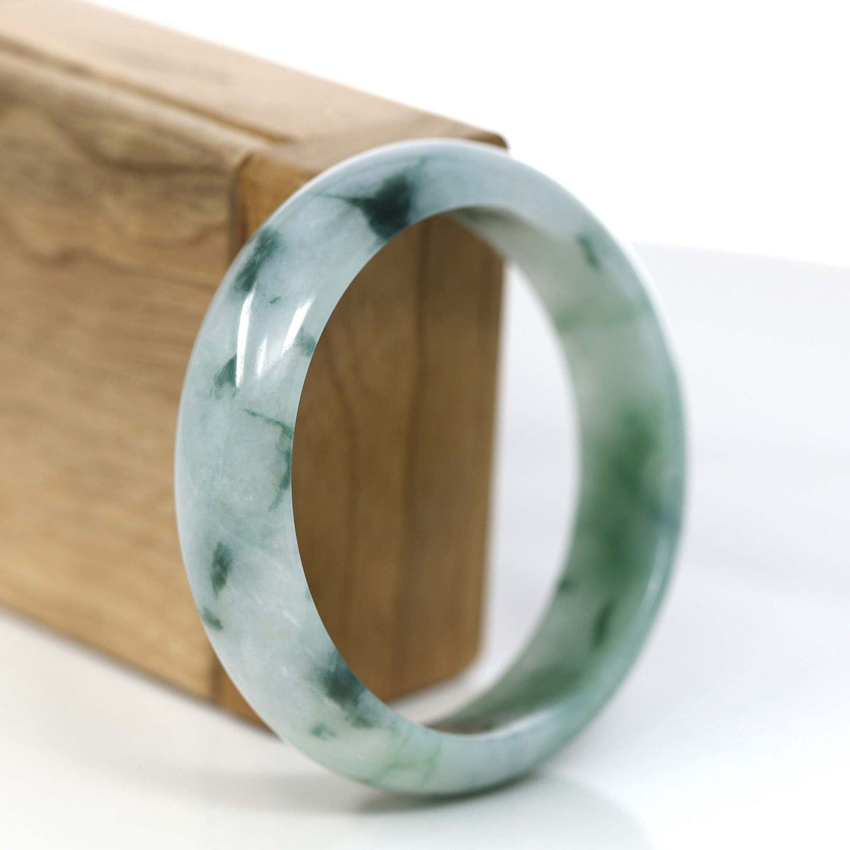 Natural Blue-Green Jade Jadeite Bangle Bracelet (57.91mm) #373