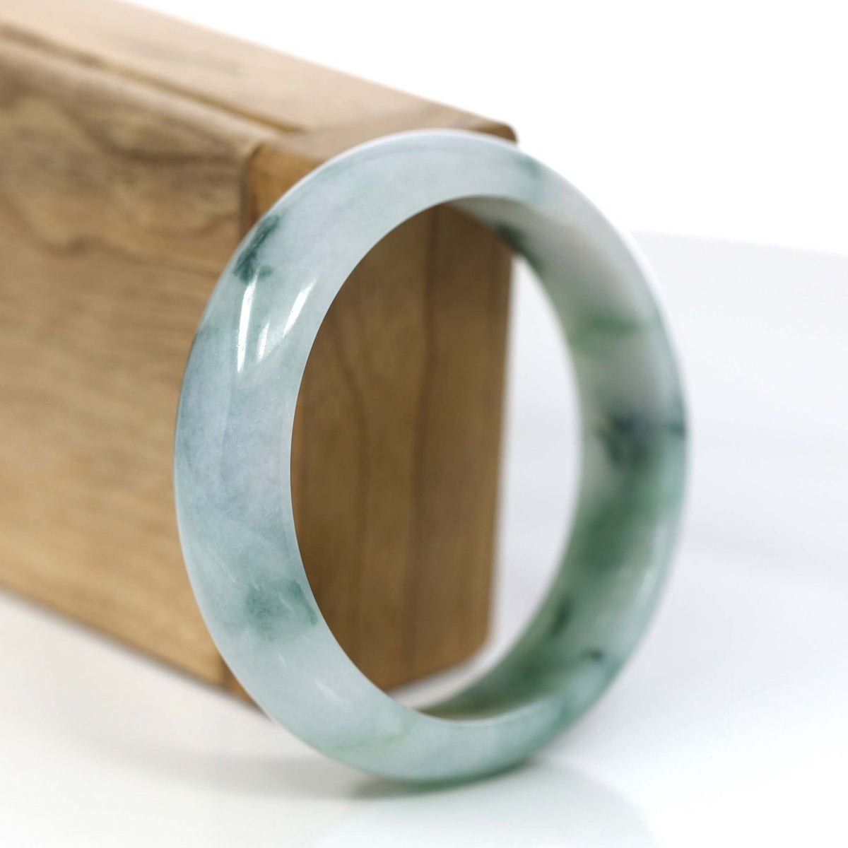 Natural Blue-Green Jade Jadeite Bangle Bracelet (57.91mm) #373