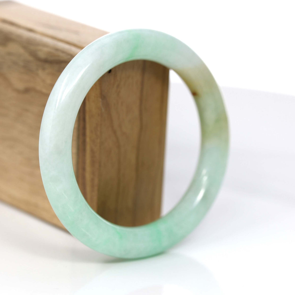 Classic Yellow & Green Jadeite Jade Round Bangle Bracelet (58.20 mm) #876
