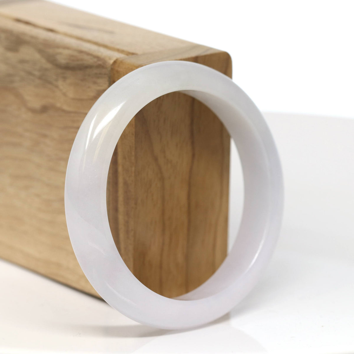 "Half Round" Light Lavender Jade Bangle Bracelet (54.31mm) #T524