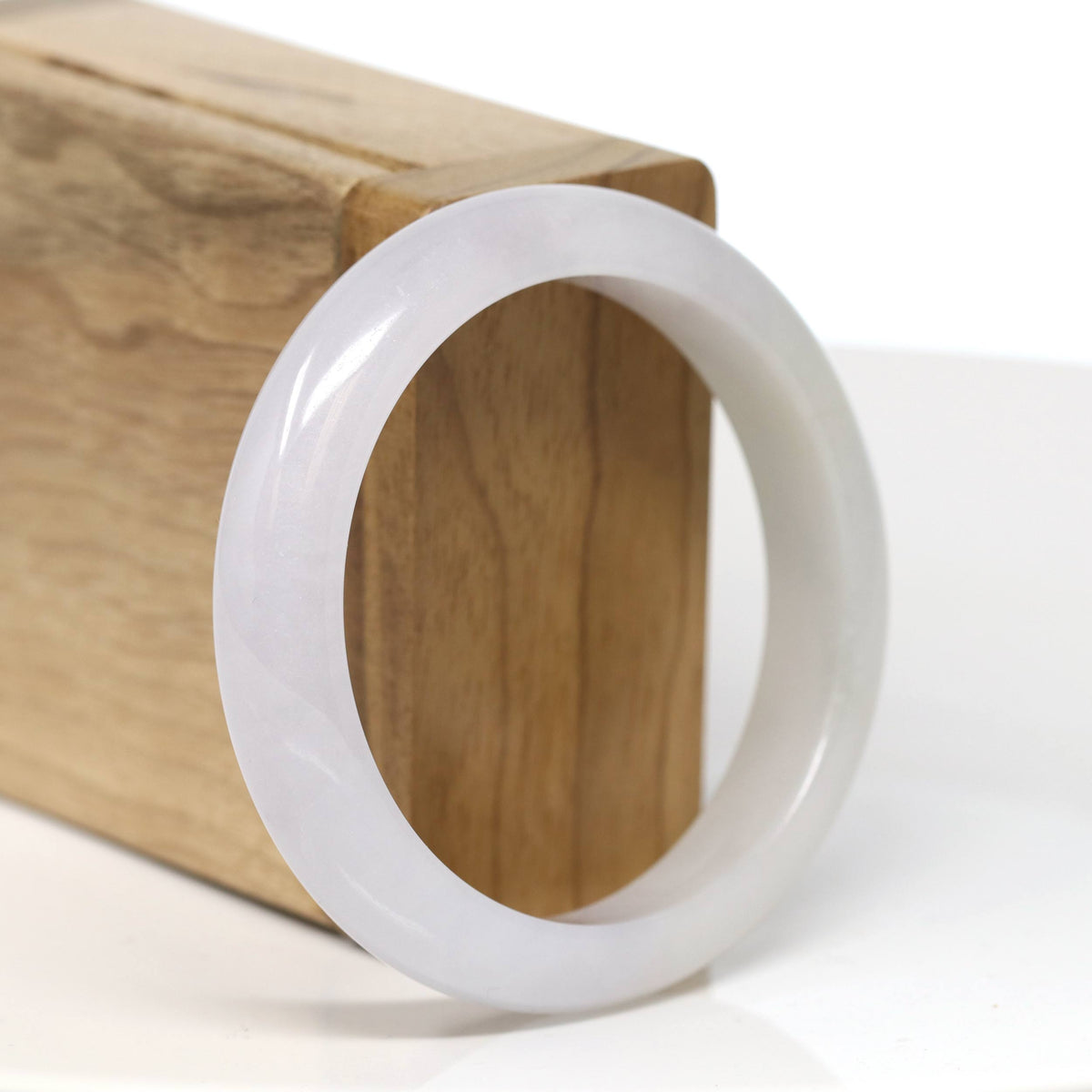 "Half Round" Light Lavender Jade Bangle Bracelet (54.31mm) #T524