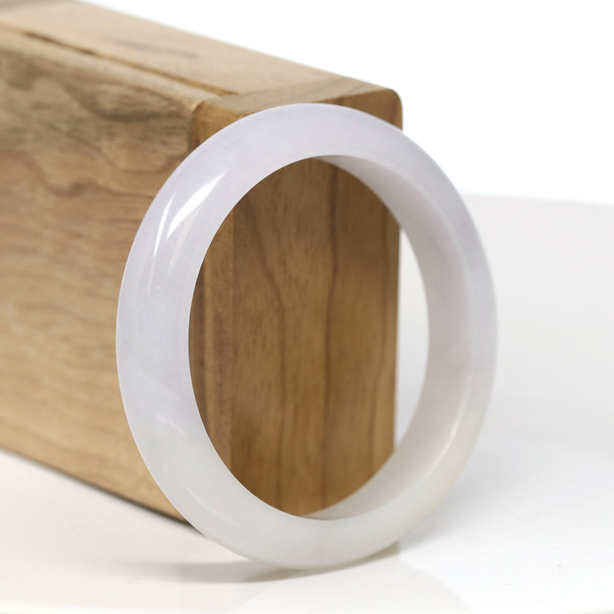"Half Round" Light Lavender Jade Bangle Bracelet (54.31mm) #T524