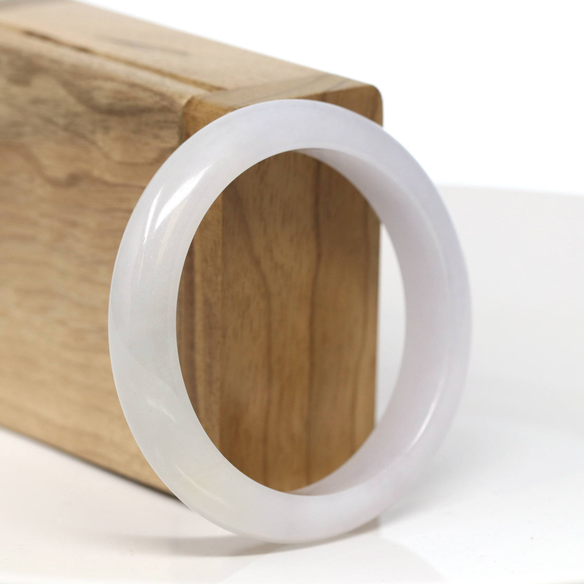 "Half Round" Light Lavender Jade Bangle Bracelet (54.31mm) #T524
