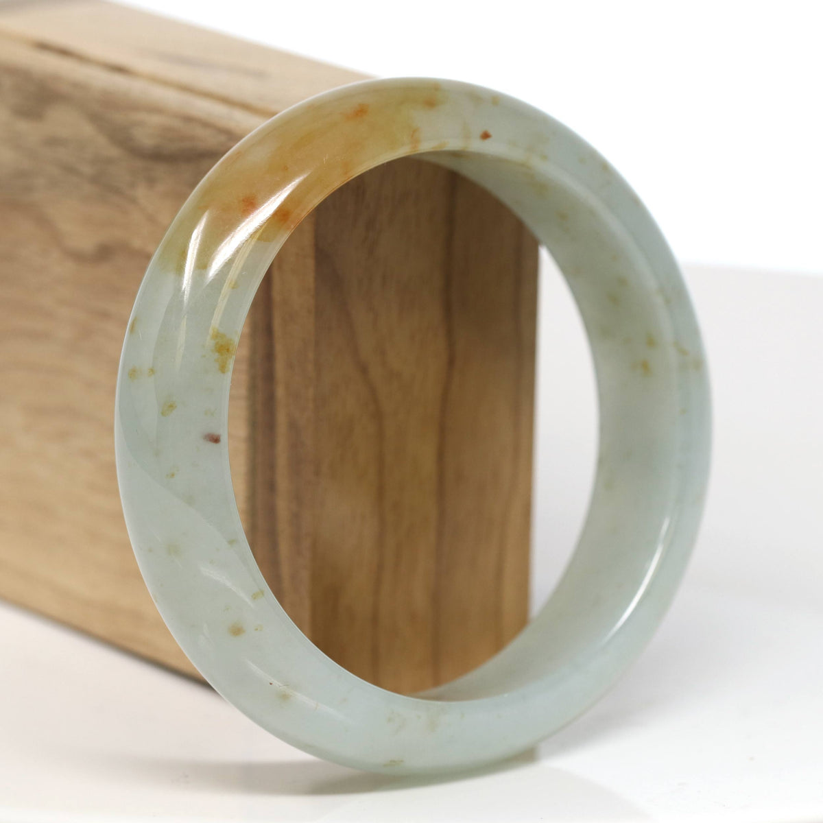 "Half Round" Red Jadeite Jade Bangle Bracelet (60.58mm) #T529