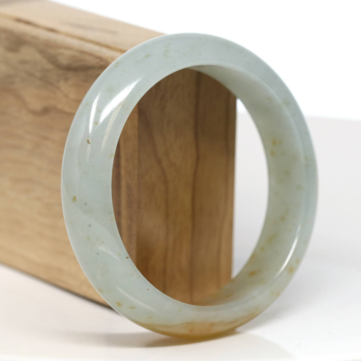 "Half Round" Red Jadeite Jade Bangle Bracelet (60.58mm) #T529