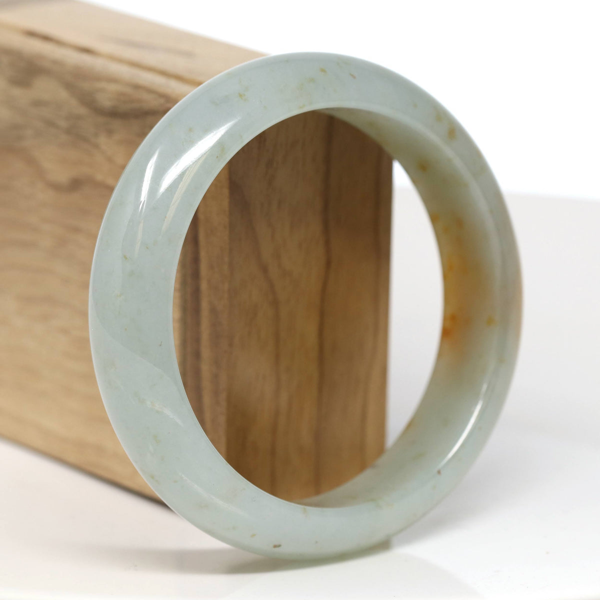 "Half Round" Red Jadeite Jade Bangle Bracelet (60.58mm) #T529