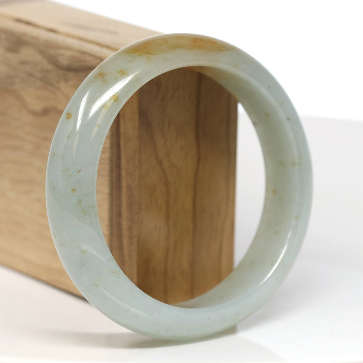 "Half Round" Red Jadeite Jade Bangle Bracelet (60.58mm) #T529