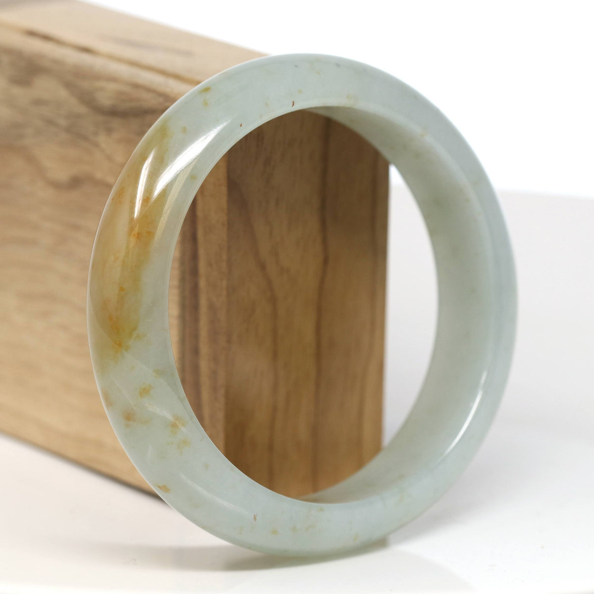 "Half Round" Red Jadeite Jade Bangle Bracelet (60.58mm) #T529