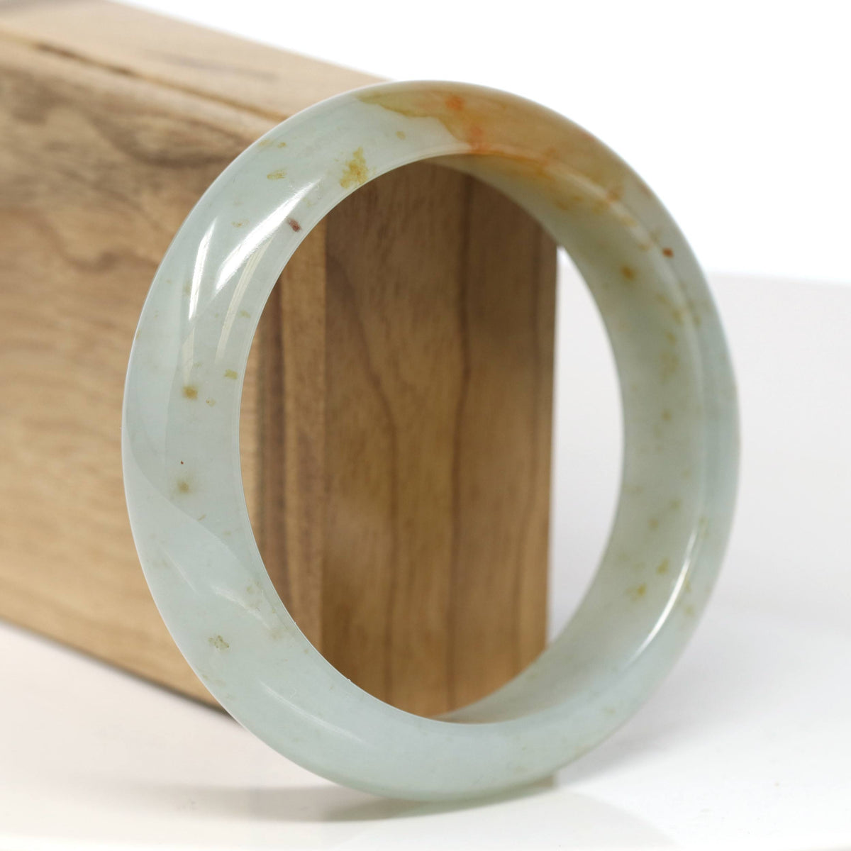 "Half Round" Red Jadeite Jade Bangle Bracelet (60.58mm) #T529