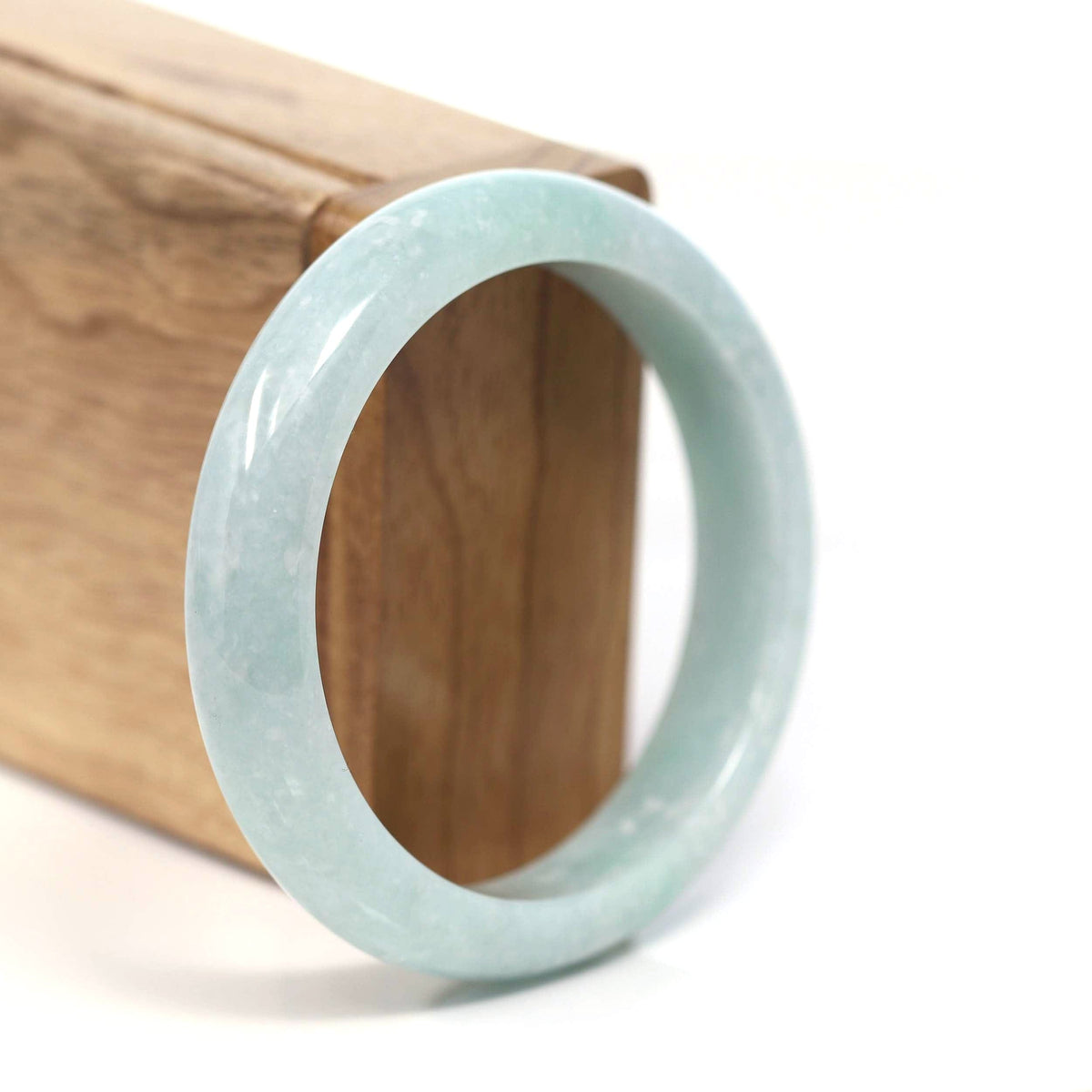 ™ "Classic Bangle" Genuine Burmese Green Jadeite Jade Bangle Bracelet (57.15mm) #T215