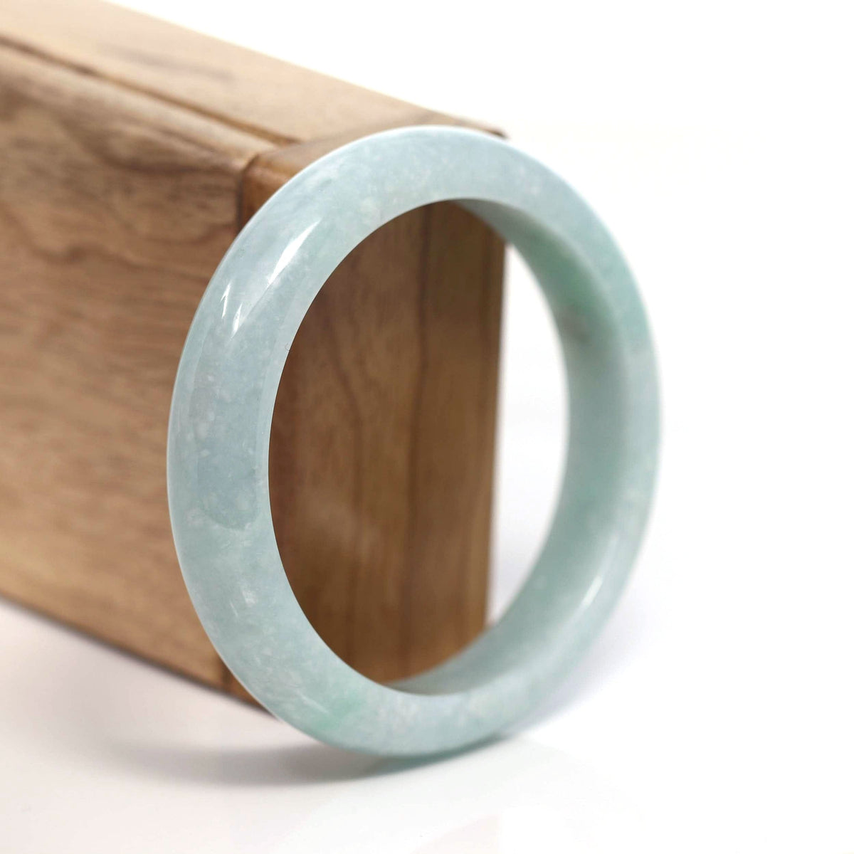 ™ "Classic Bangle" Genuine Burmese Green Jadeite Jade Bangle Bracelet (57.15mm) #T215