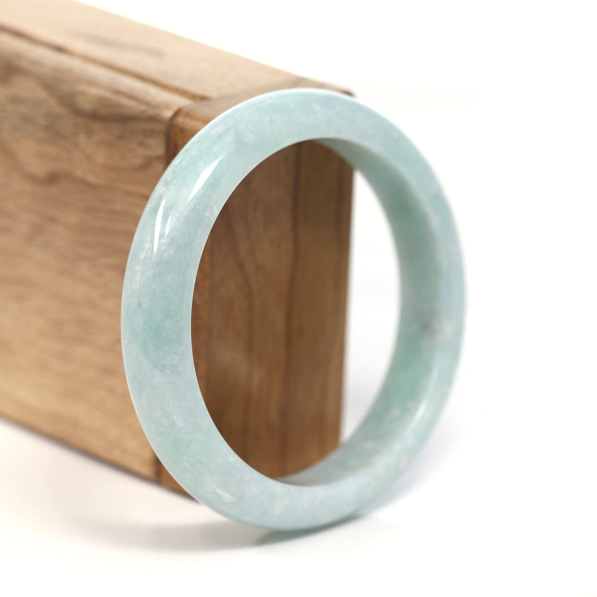 ™ "Classic Bangle" Genuine Burmese Green Jadeite Jade Bangle Bracelet (57.15mm) #T215