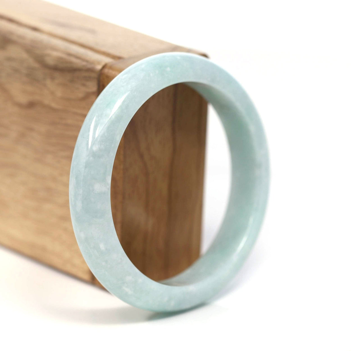 ™ "Classic Bangle" Genuine Burmese Green Jadeite Jade Bangle Bracelet (57.15mm) #T215