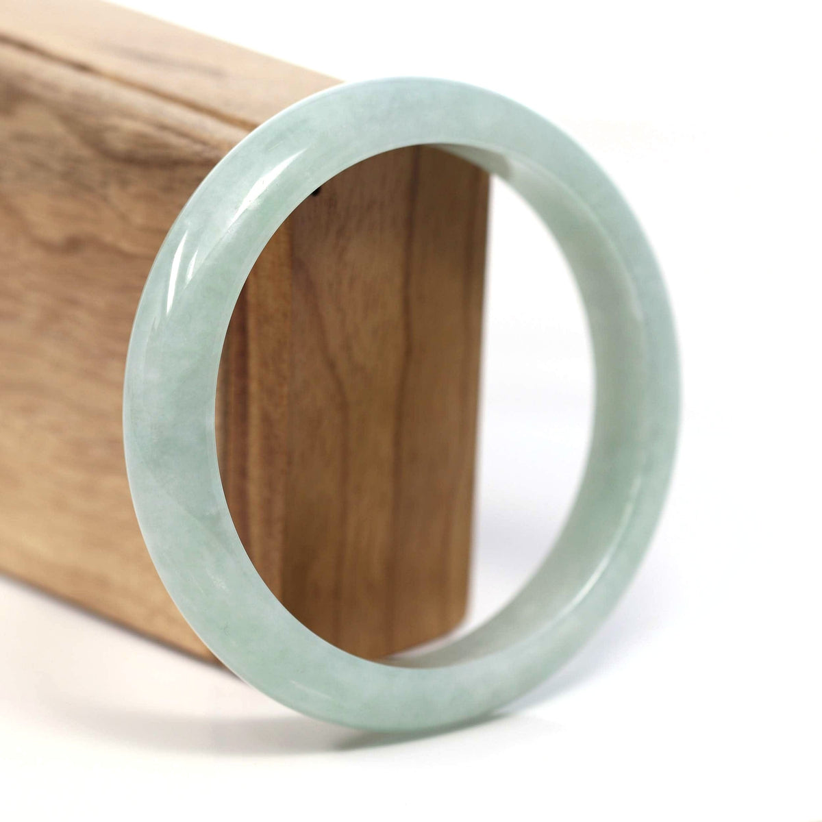 ™ "Classic Bangle" Genuine Burmese Green Jadeite Jade Bangle Bracelet (62.55mm) #T224