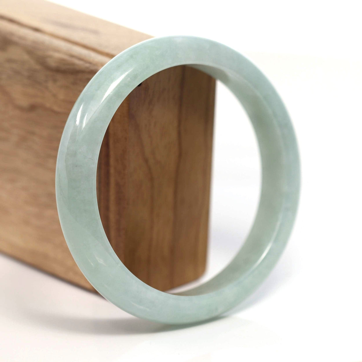 ™ "Classic Bangle" Genuine Burmese Green Jadeite Jade Bangle Bracelet (62.55mm) #T224