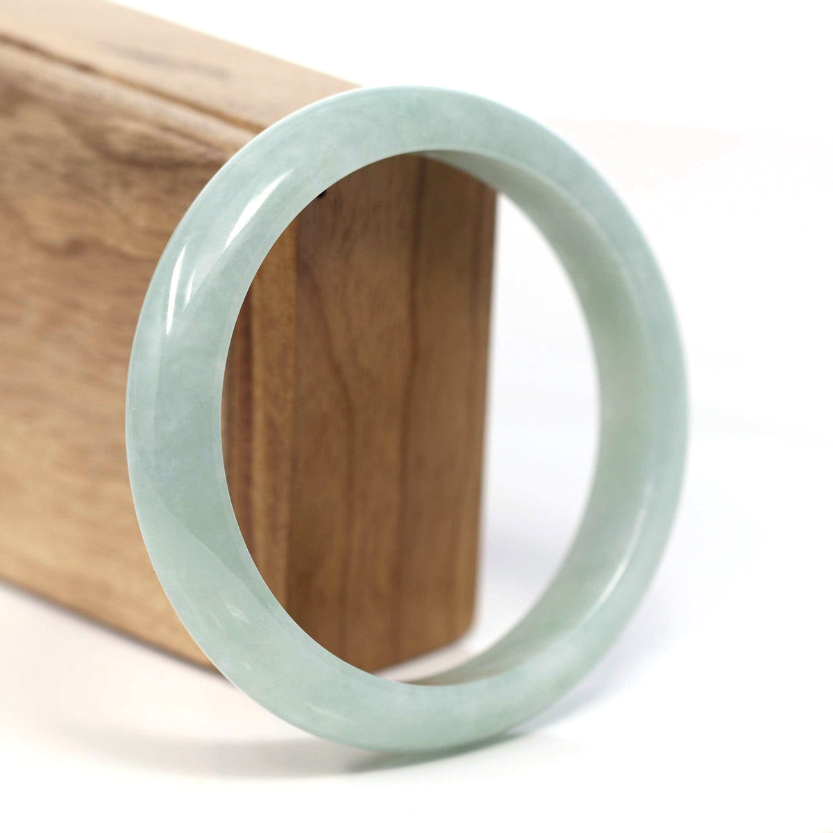 ™ "Classic Bangle" Genuine Burmese Green Jadeite Jade Bangle Bracelet (62.55mm) #T224