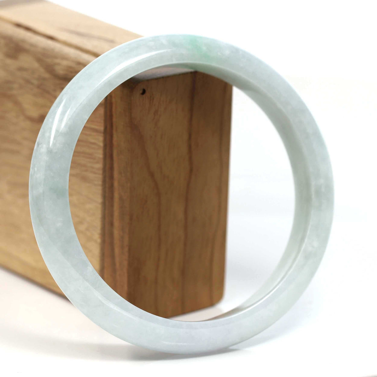 ™ "Classic Bangle" Genuine Burmese Green Jadeite Jade Bangle Bracelet (62.71mm) #T231