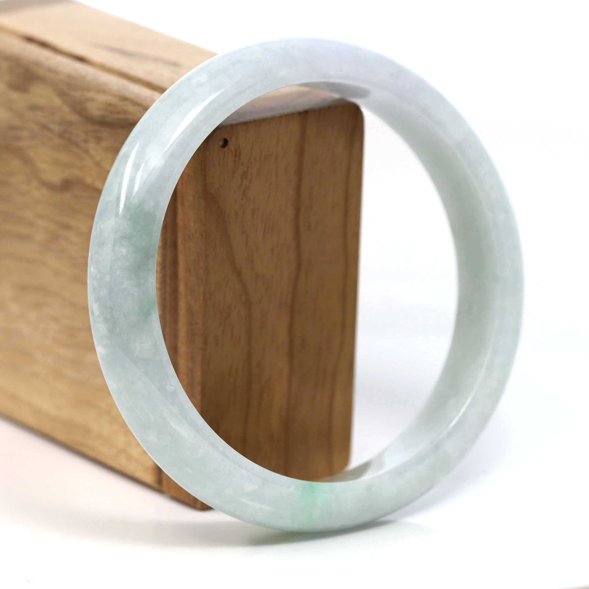 ™ "Classic Bangle" Genuine Burmese Green Jadeite Jade Bangle Bracelet (62.71mm) #T231