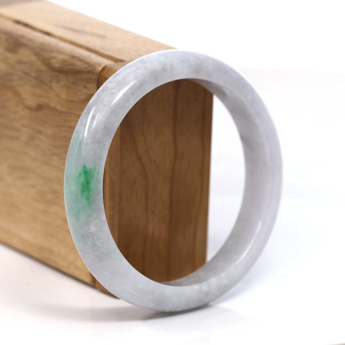™ "Classic Bangle" Genuine Burmese Green Jadeite Jade Bangle Bracelet (58.38mm) #T227