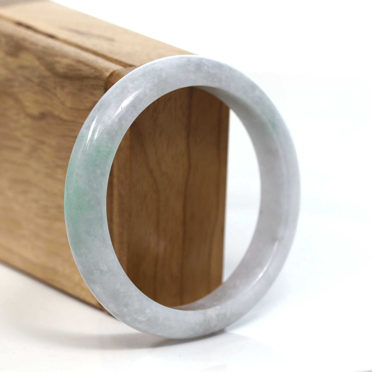 ™ "Classic Bangle" Genuine Burmese Green Jadeite Jade Bangle Bracelet (58.38mm) #T227