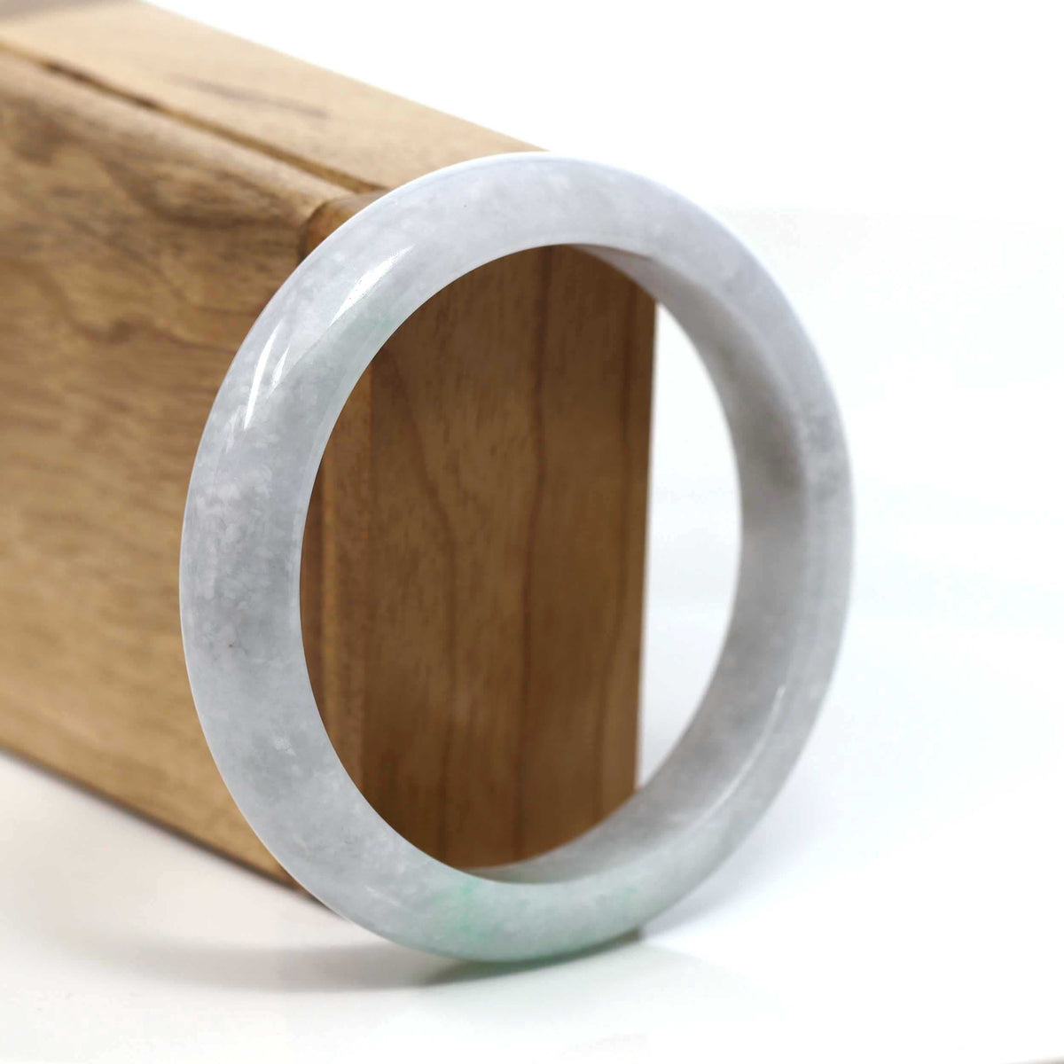 ™ "Classic Bangle" Genuine Burmese Green Jadeite Jade Bangle Bracelet (58.38mm) #T227