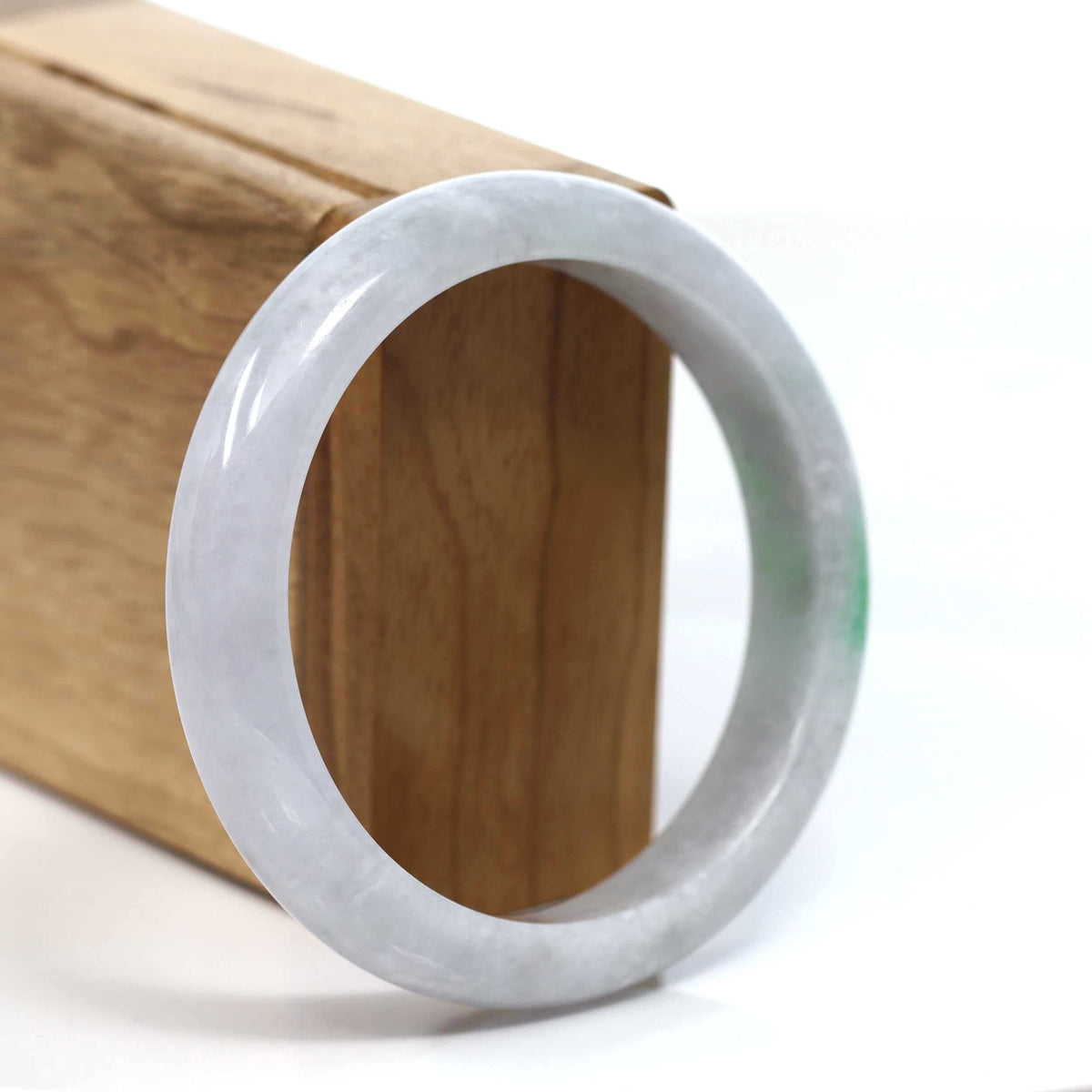 ™ "Classic Bangle" Genuine Burmese Green Jadeite Jade Bangle Bracelet (58.38mm) #T227