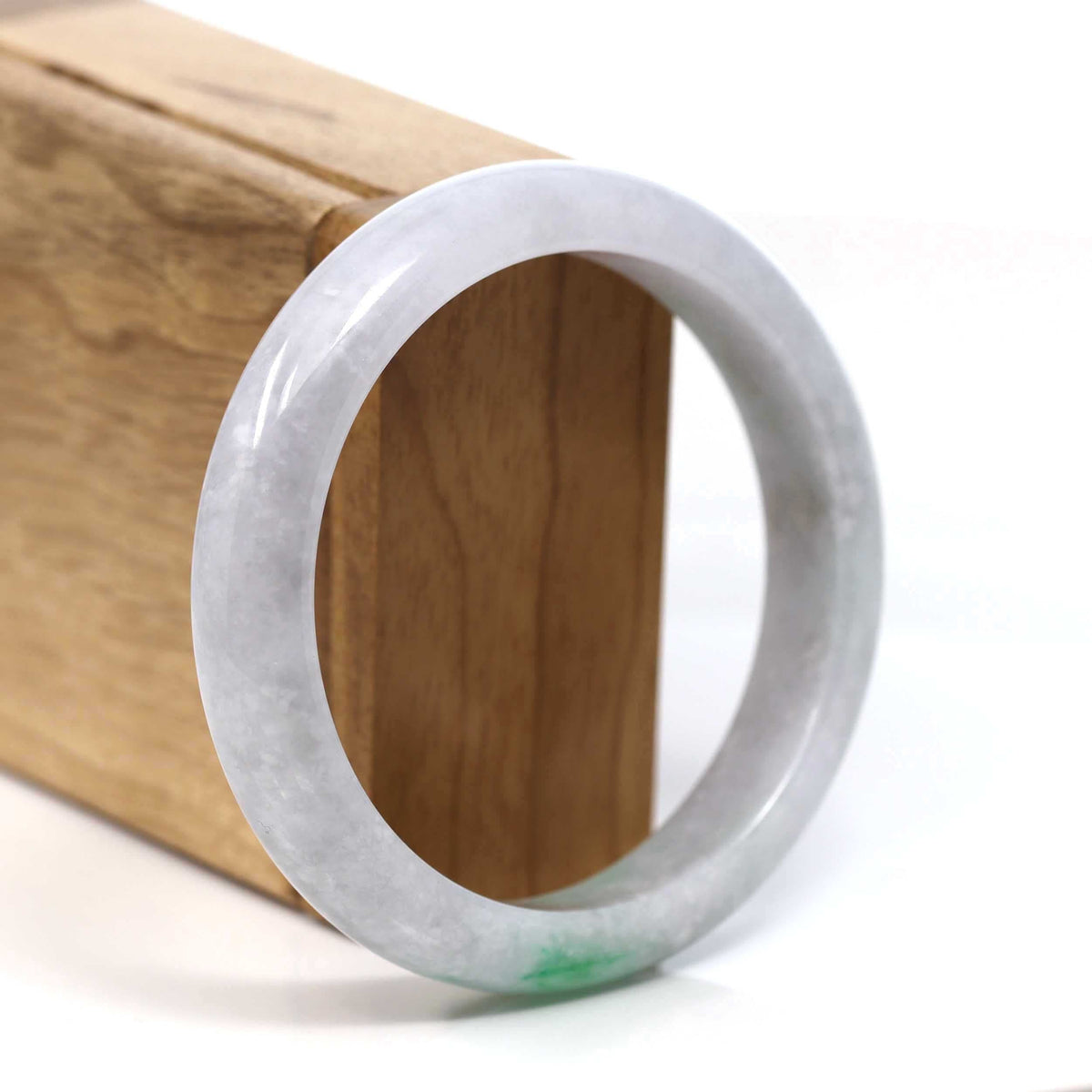 ™ "Classic Bangle" Genuine Burmese Green Jadeite Jade Bangle Bracelet (58.38mm) #T227